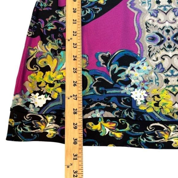 Style&Co Shift Dress Boat neckline Bell Sleeve Stretch Sz Small Floral Disco - Picture 14 of 16